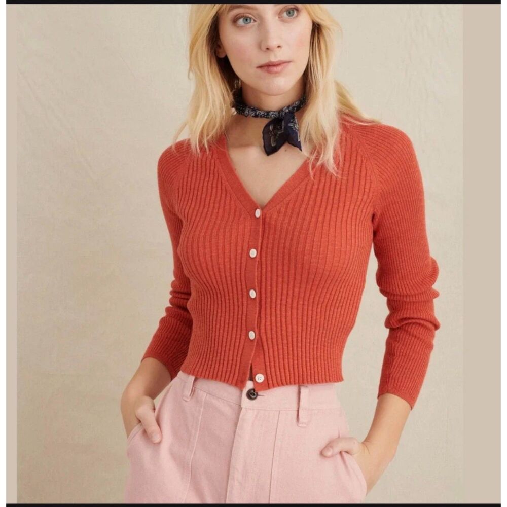 Alex Mill Finney sz XS cotton linen ribbed knit cardigan Y2K fall